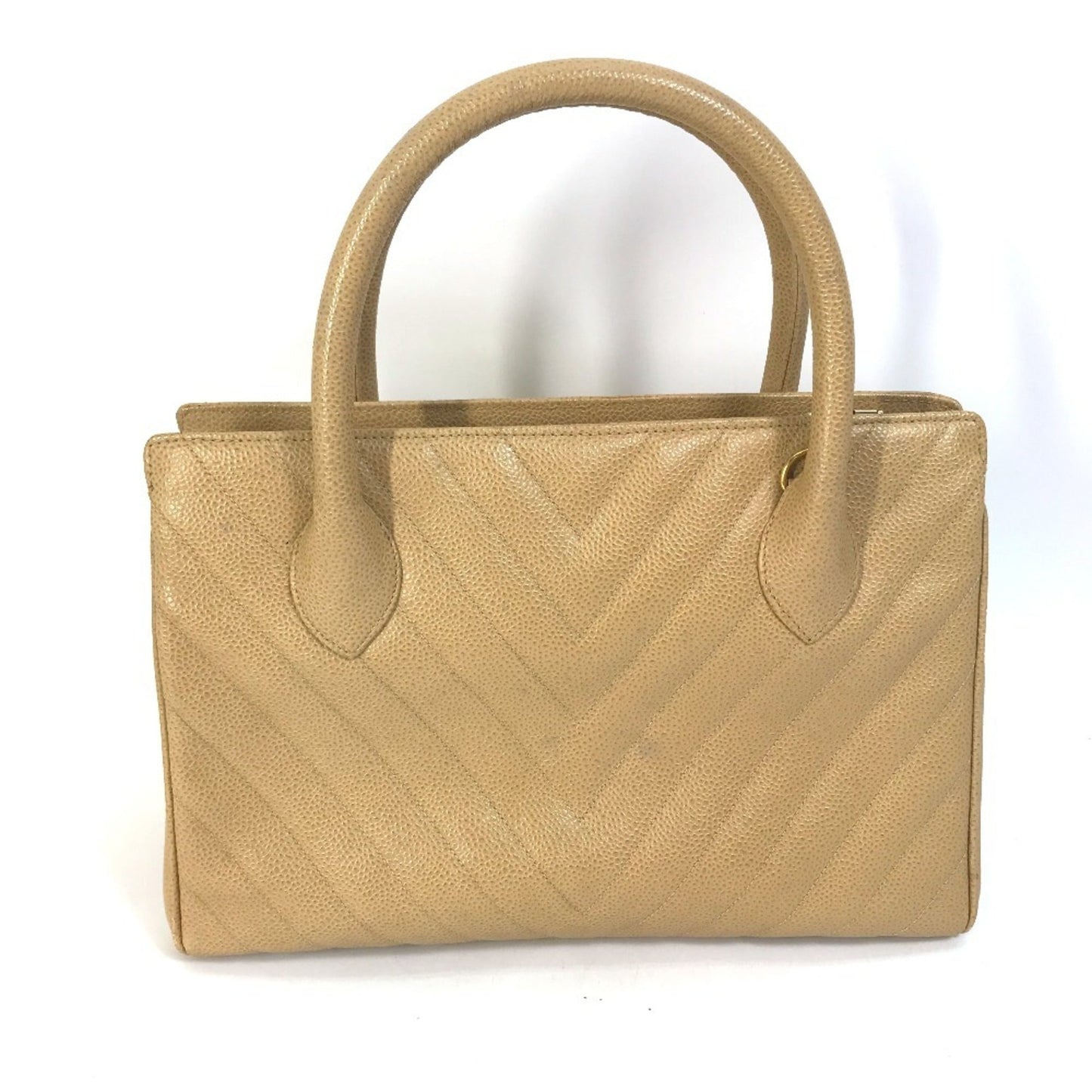 Chanel Beige Grained Calfskin Handbag Tote Bag