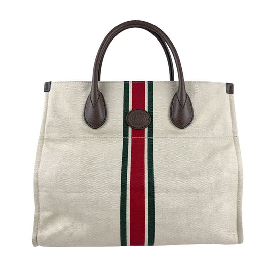 Gucci Brown Ivory Canvas Leather Handbag Shoulder Bag
