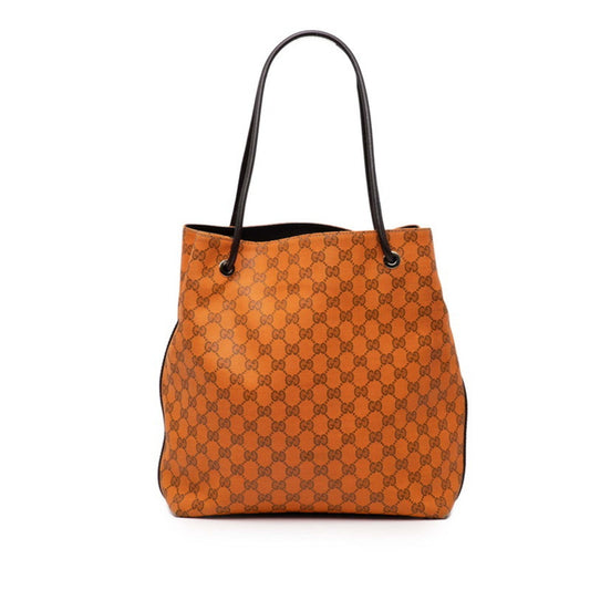Gucci Gg Canvas Orange Gg Canvas Leather Shoulder Bag Tote Bag