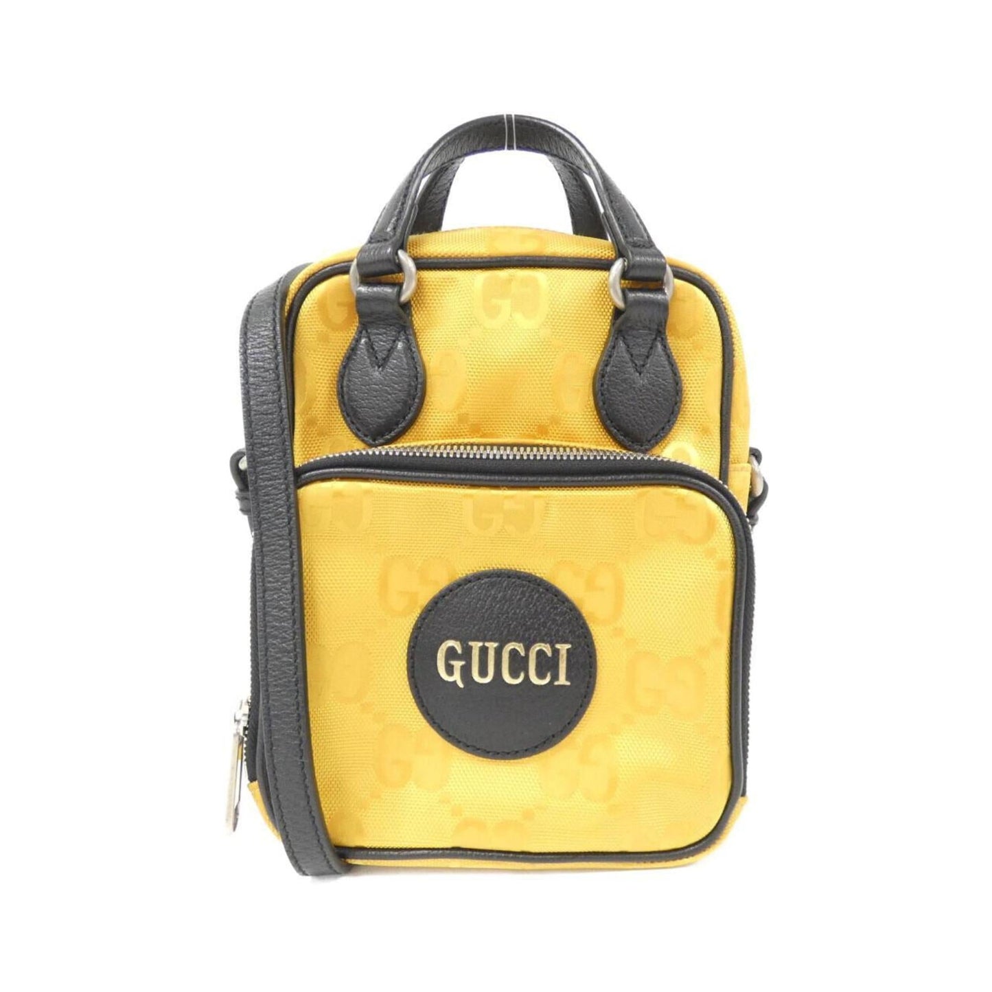 Gucci Black Yellow Nylon Leather Shoulder Bag