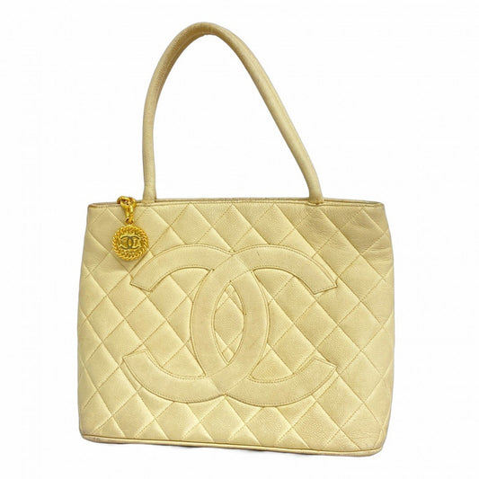 Chanel Beige Grained Calfskin Tote Bag