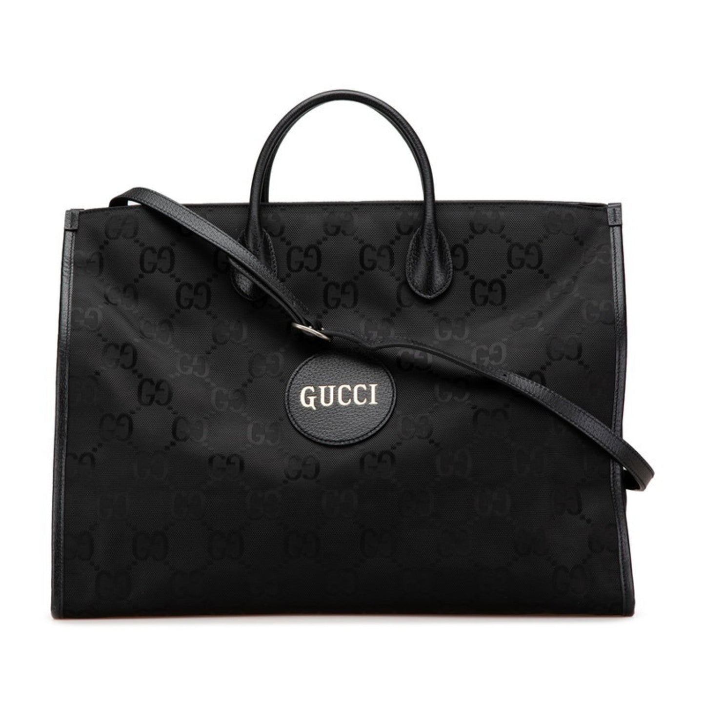 Gucci Black Nylon Leather Shoulder Bag Tote Bag