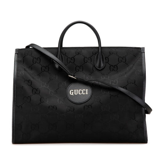 Gucci Black Nylon Leather Shoulder Bag Tote Bag