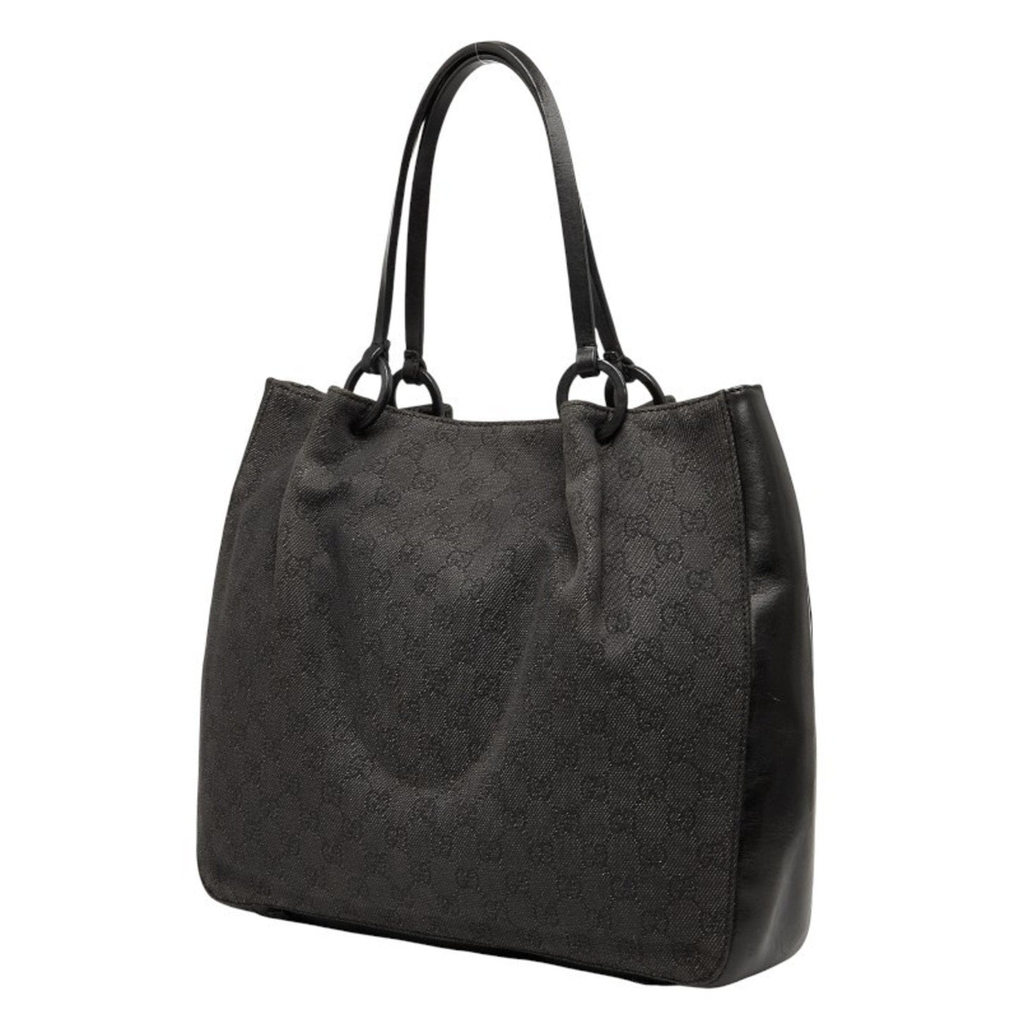 Gucci Gg Canvas Black Gg Canvas Leather Handbag Tote Bag