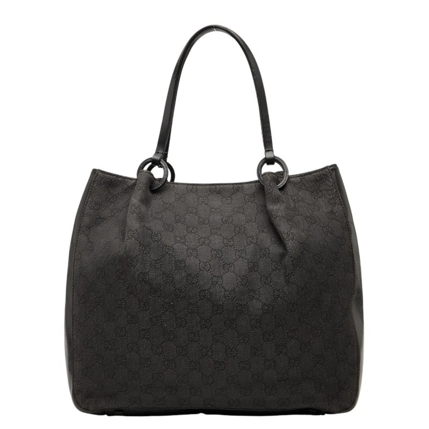 Gucci Gg Canvas Black Gg Canvas Leather Handbag Tote Bag