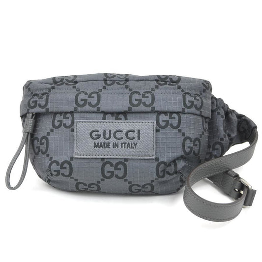Gucci Black Gray Nylon Leather Fanny Pack Sling Bag