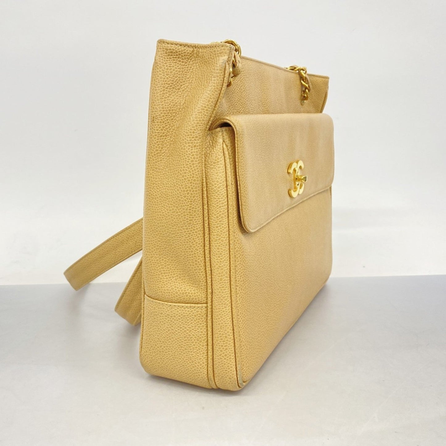 Chanel Light Brown Grained Calfskin Tote Bag