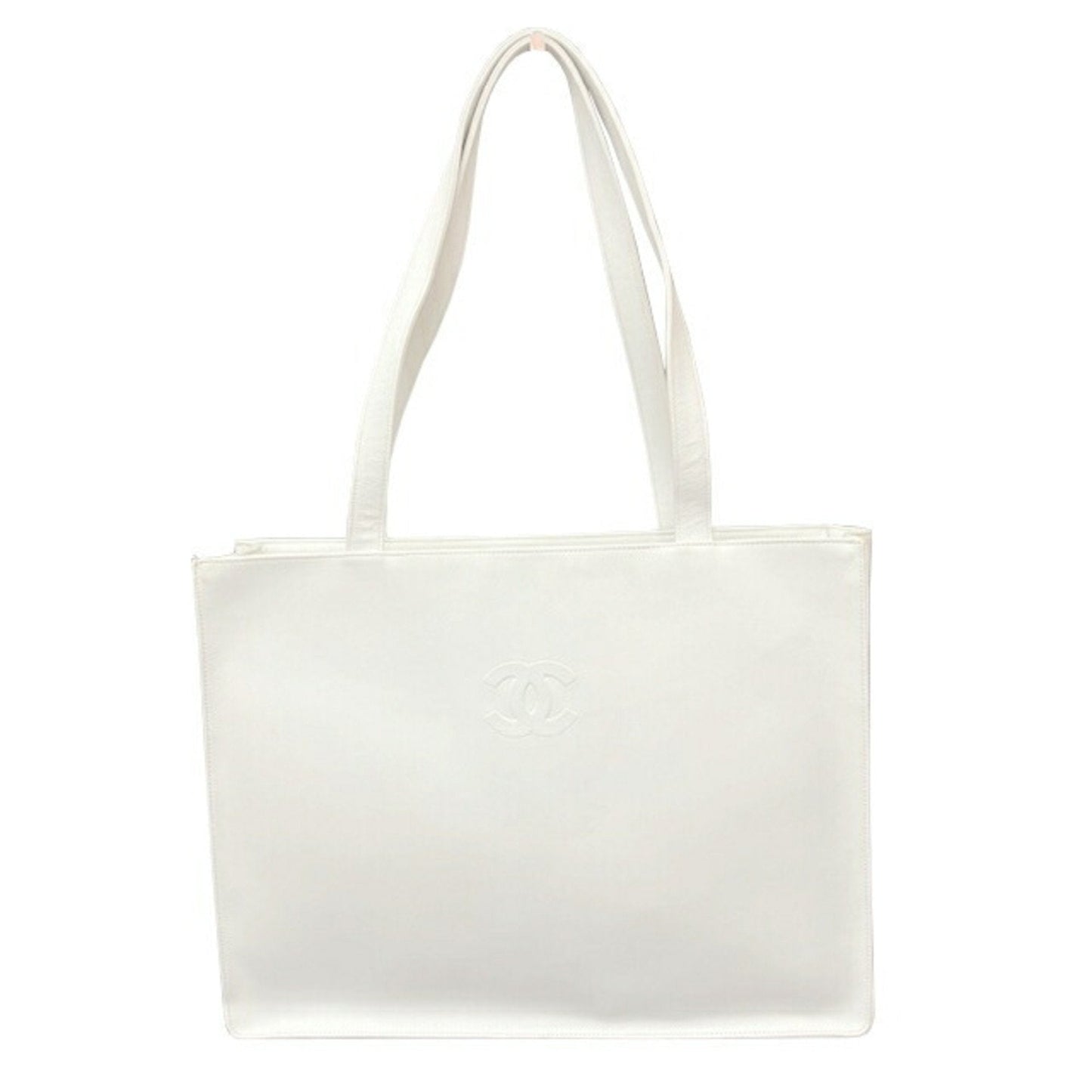 Chanel White Leather Shoulder Bag Tote Bag