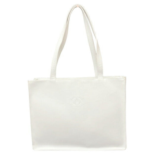 Chanel White Leather Shoulder Bag Tote Bag