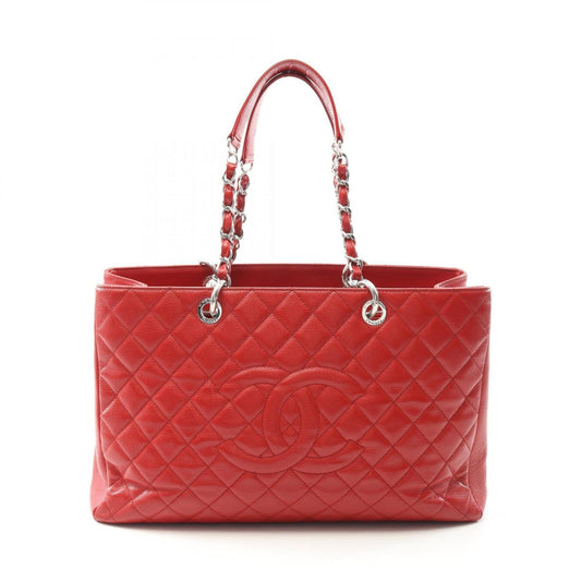 Chanel Red Color Grained Calfskin Tote Bag