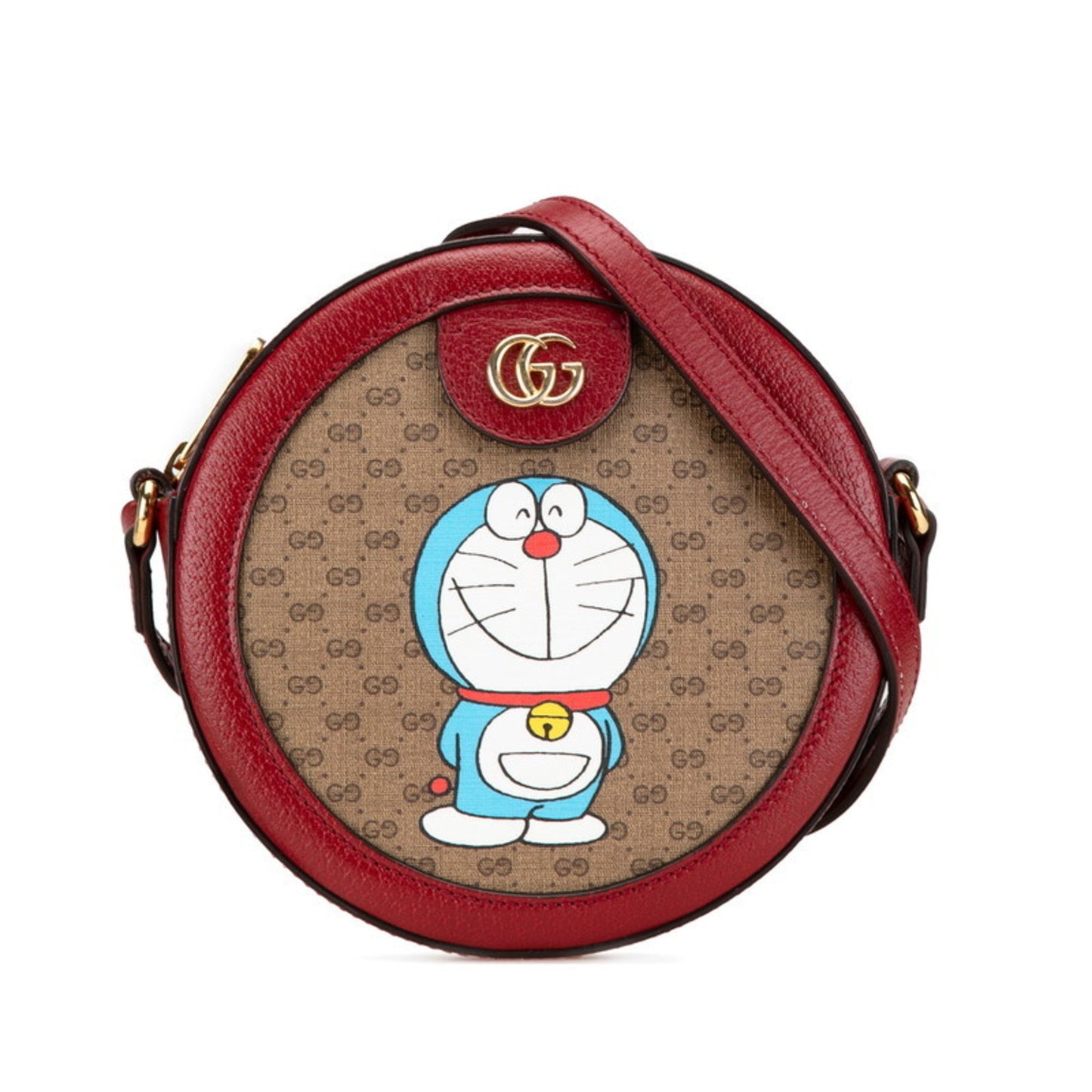 Gucci Beige Red Color Pvc Leather Shoulder Bag