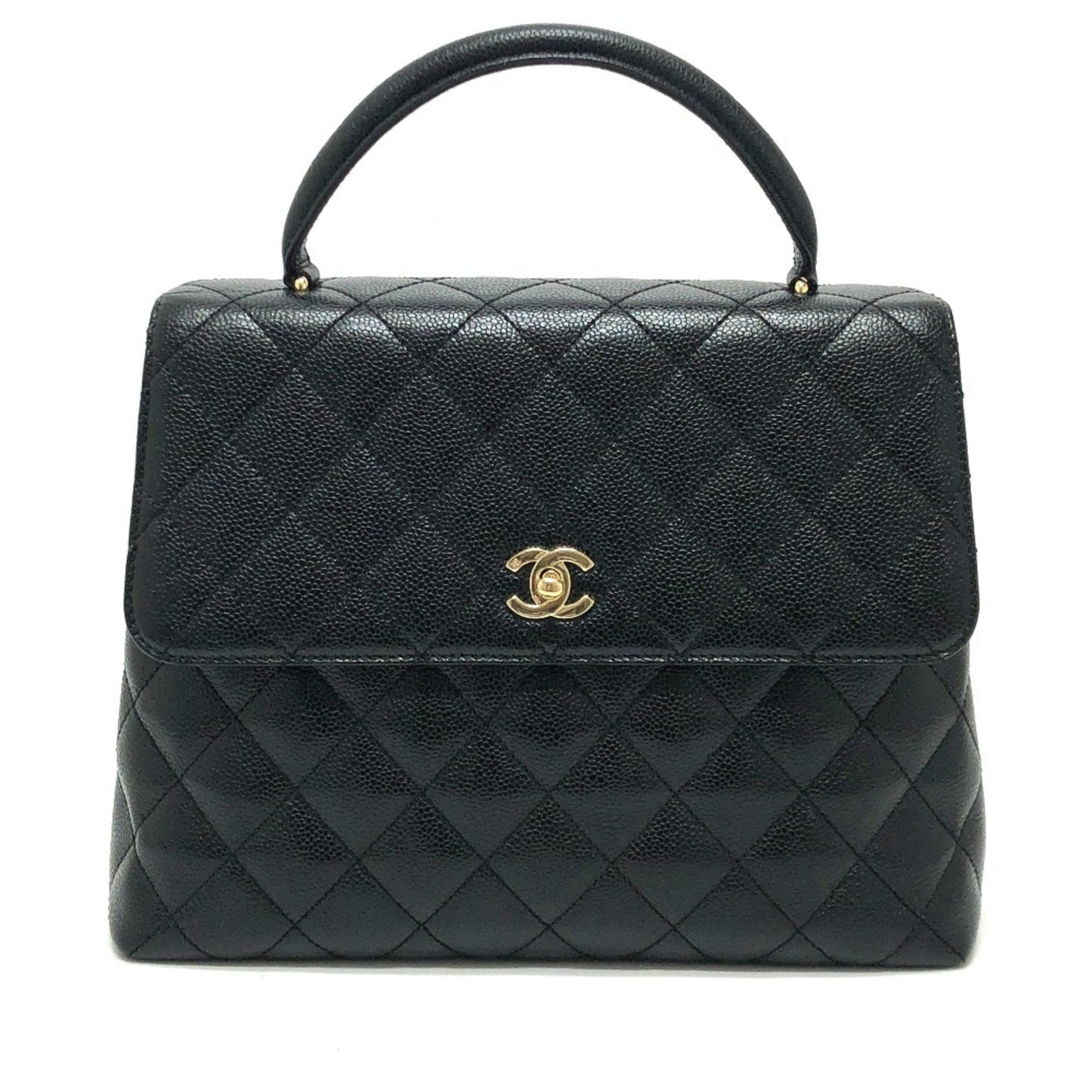 Chanel Black Grained Calfskin Handbag Tote Bag