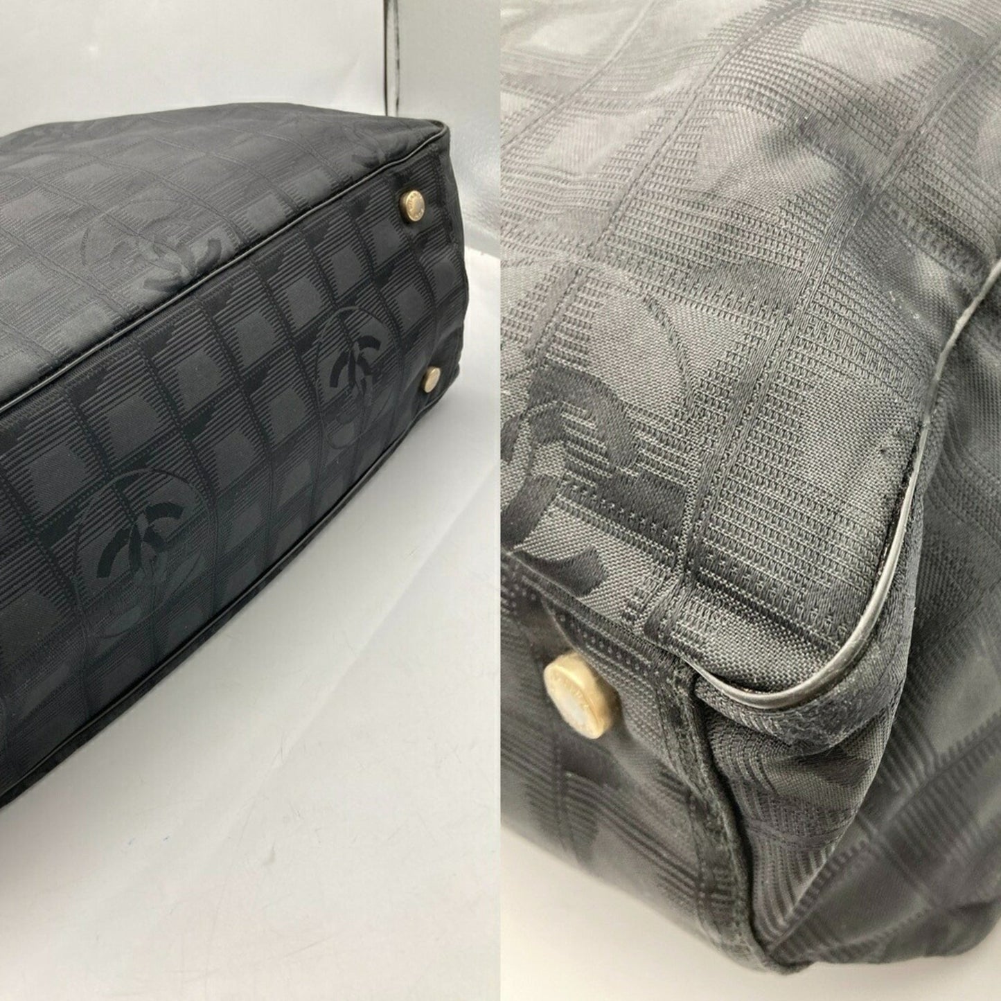 Chanel New Travel Line Black Jacquard Leather Tote Bag