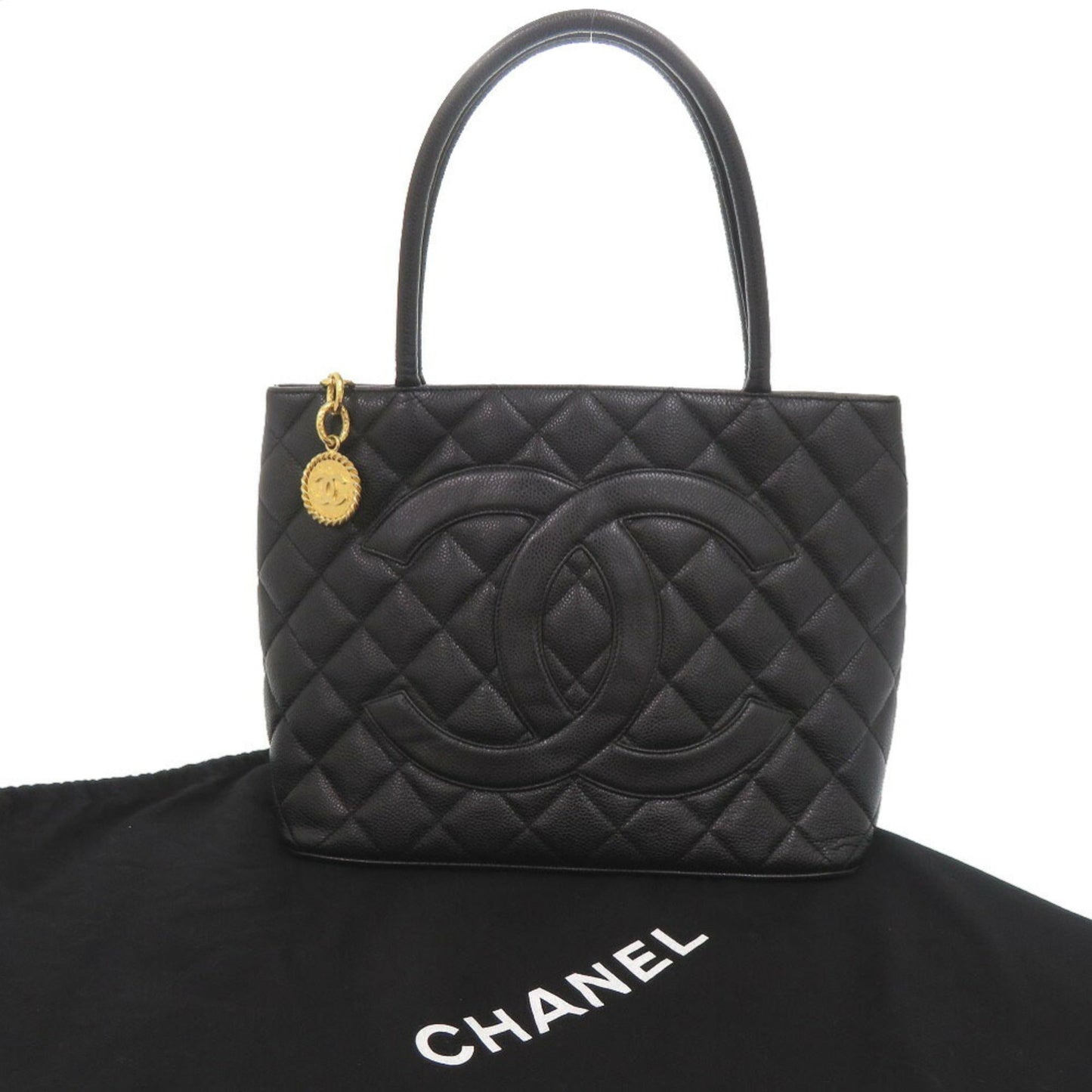Chanel Black Grained Calfskin Handbag Tote Bag