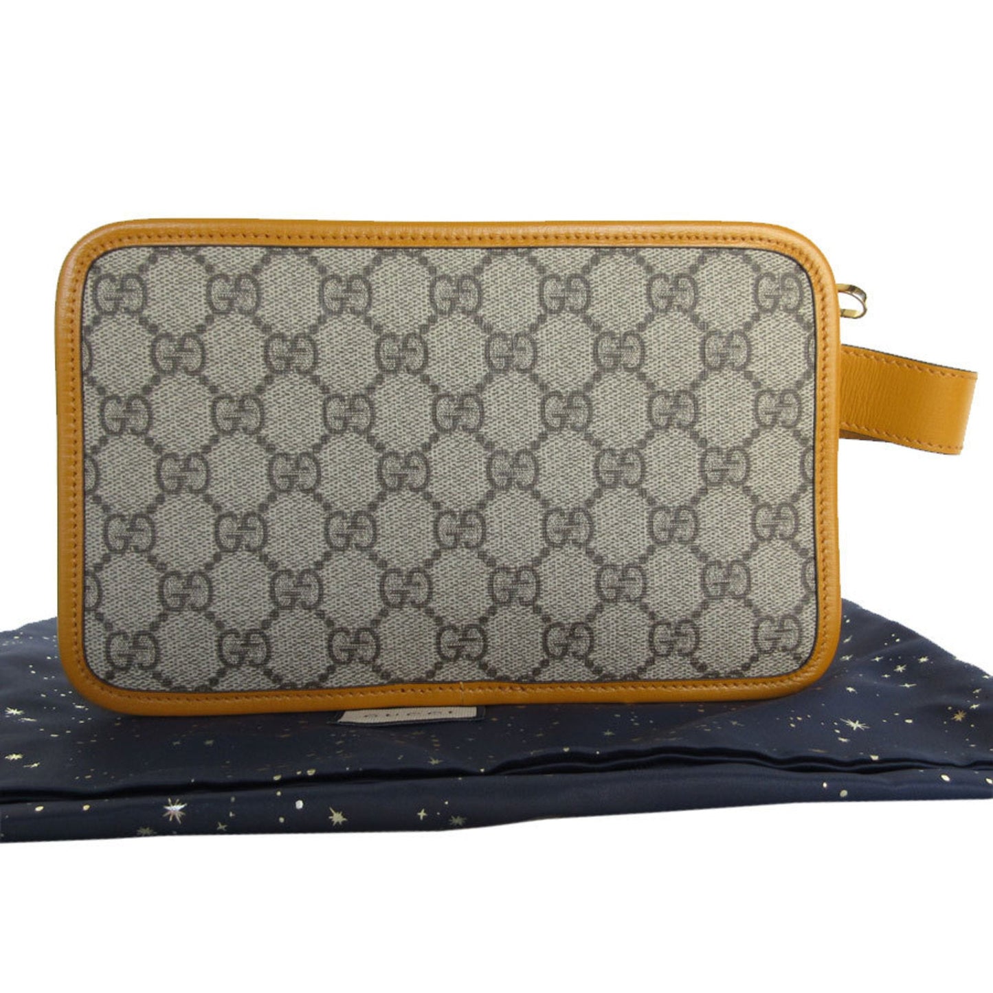 Gucci Beige Brown Yellow Gg Supreme Leather Clutch Bag