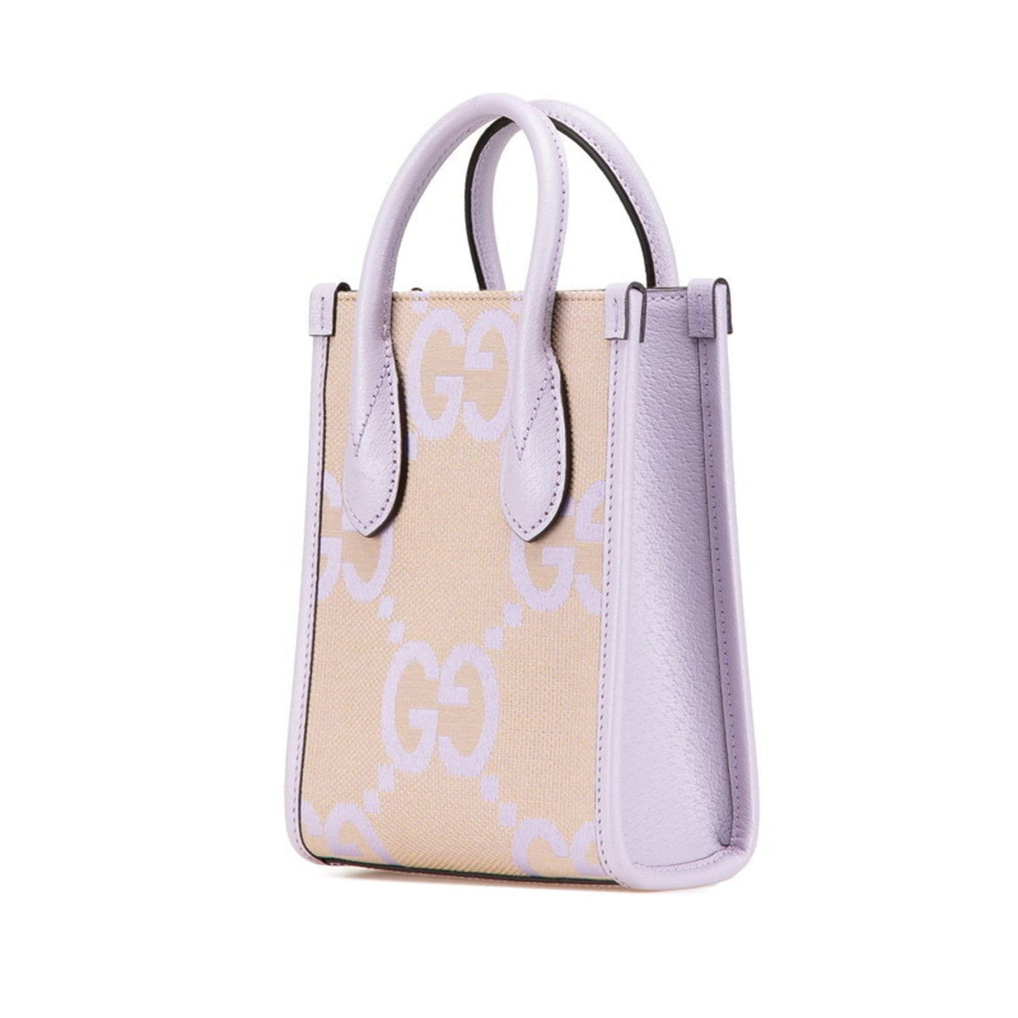 Gucci Beige Purple Canvas Leather Handbag Shoulder Bag