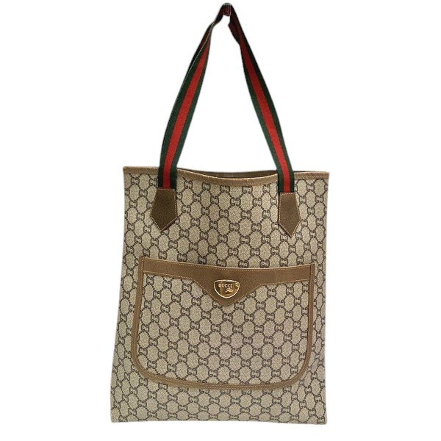 Gucci Beige Brown Pvc Leather Tote Bag