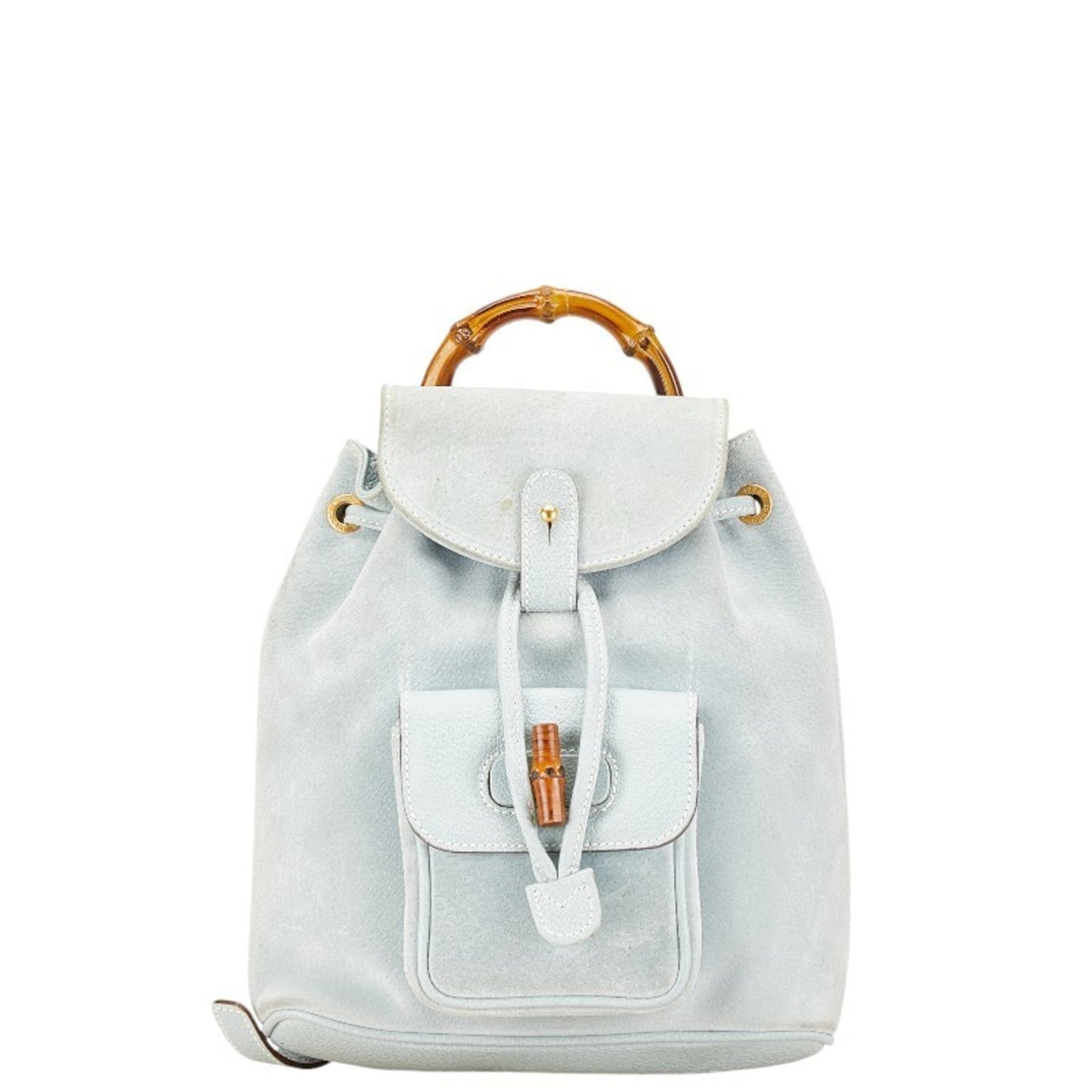 Gucci Light Blue Leather Suede Backpack