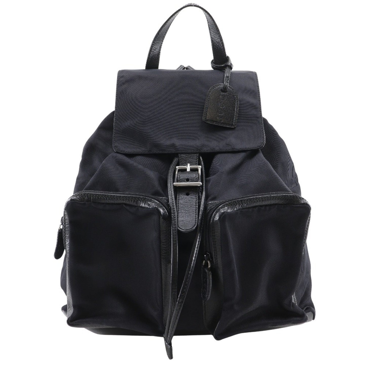 Gucci Black Nylon Canvas Leather Backpack