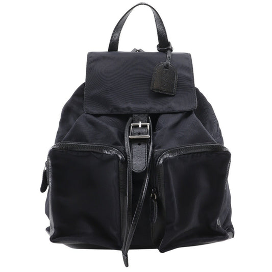 Gucci Black Nylon Canvas Leather Backpack