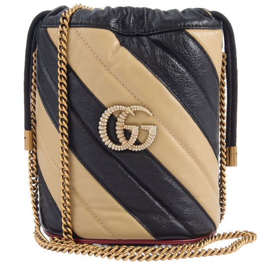 Gucci Beige Black Leather Shoulder Bag