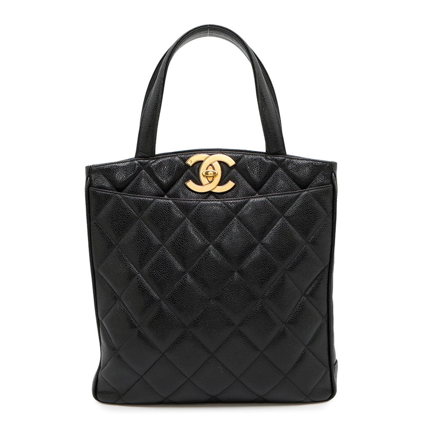 Chanel Black Grained Calfskin Handbag Tote Bag