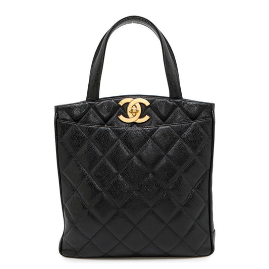 Chanel Black Grained Calfskin Handbag Tote Bag