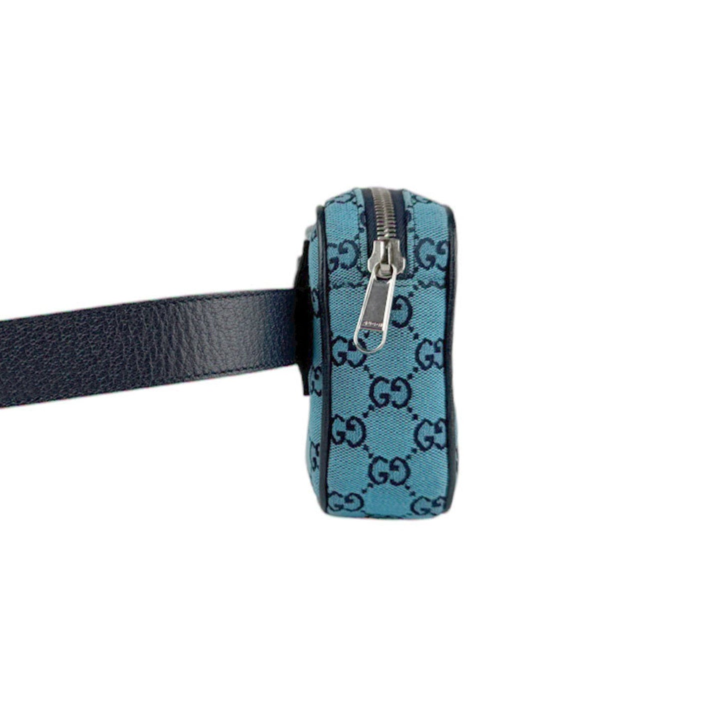 Gucci Blue Navy Gg Canvas Leather Fanny Pack