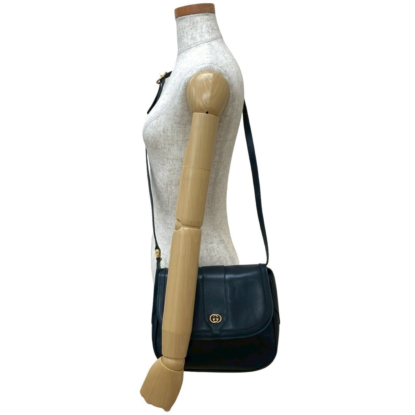 Gucci Navy Leather Pochette Shoulder Bag