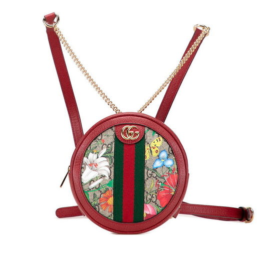 Gucci Flora Beige Multi-Color Red Color Pvc Leather Backpack