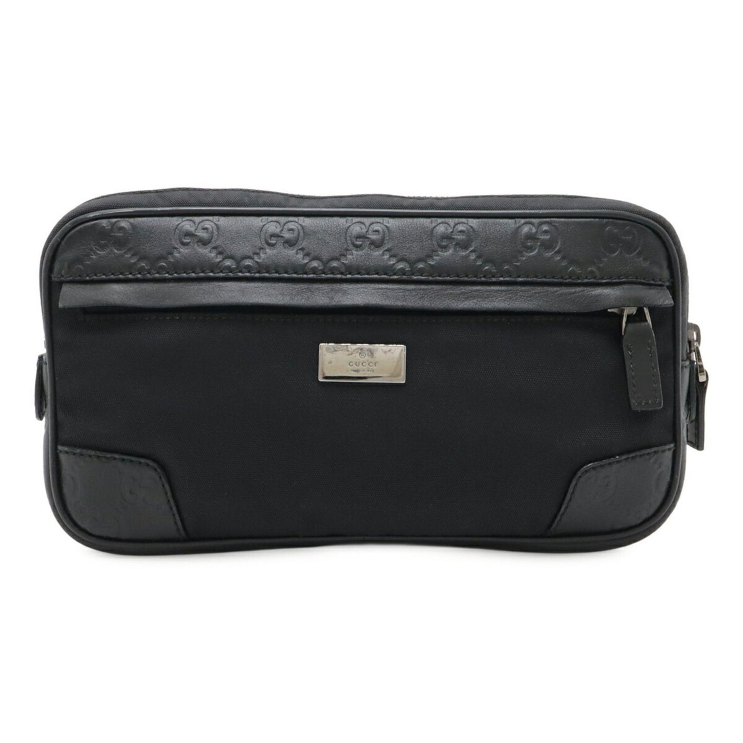 Gucci Black Nylon Canvas Leather Fanny Pack Pouch
