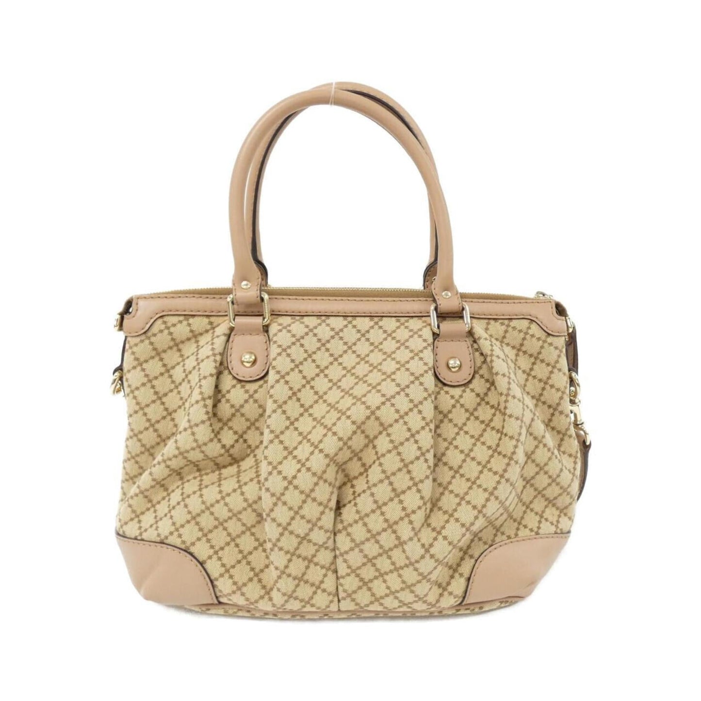 Gucci Pink Beige Canvas Handbag