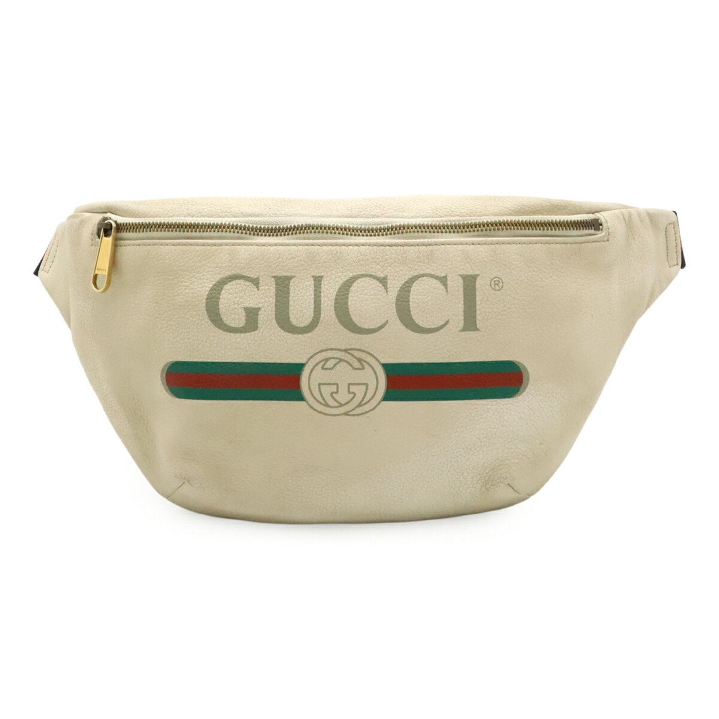 Gucci Green Ivory Red Color Leather Fanny Pack Sling Bag
