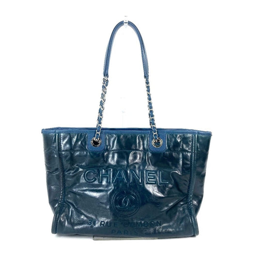 Chanel Navy Leather Shoulder Bag Tote Bag