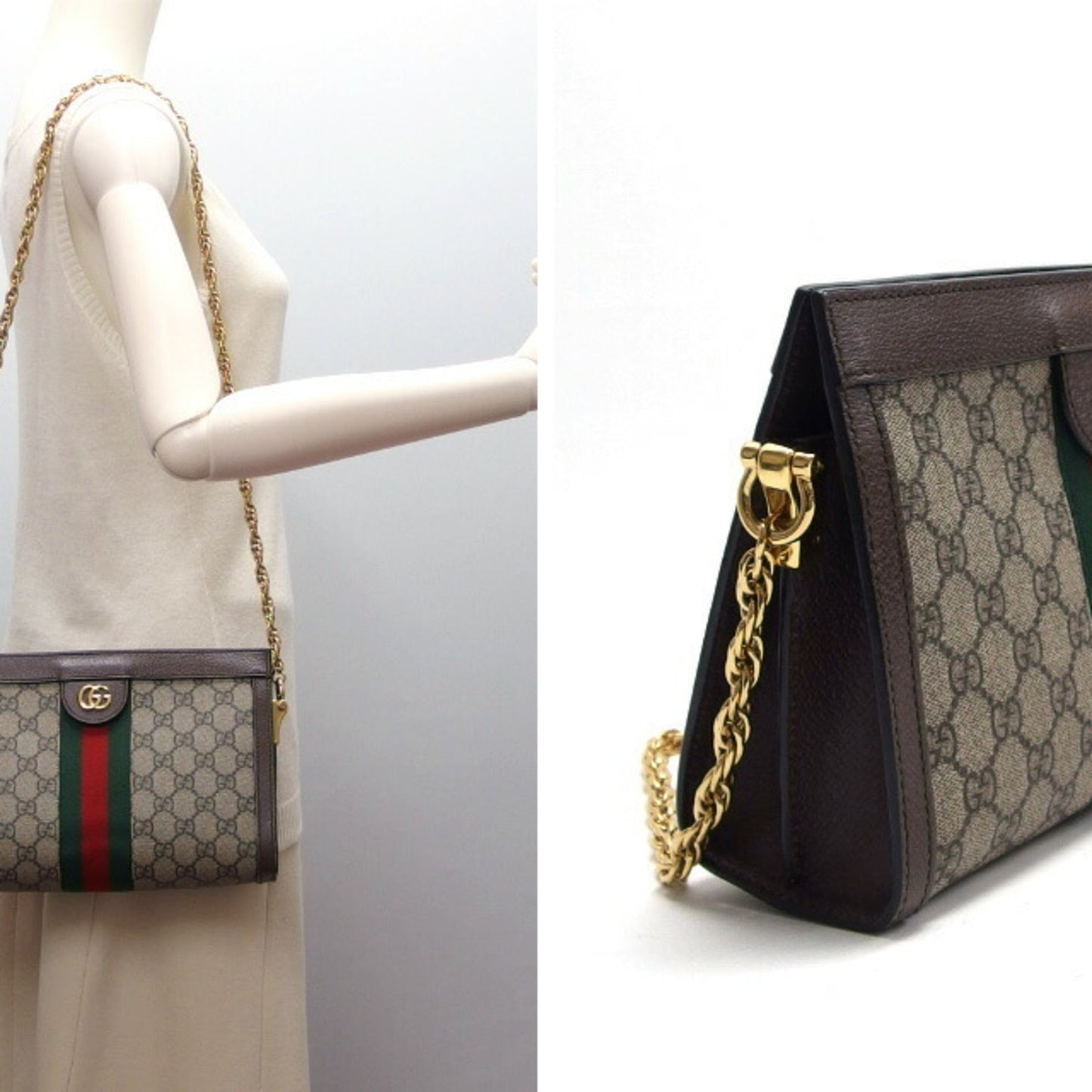 Gucci Sherry Line Beige Brown Dark Brown Gg Supreme Shoulder Bag