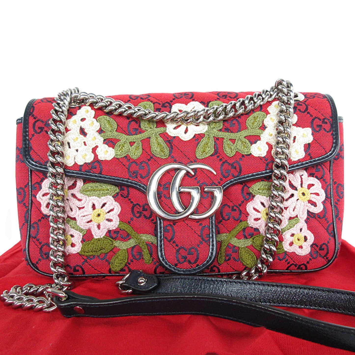 Gucci Red Color Gg Canvas Shoulder Bag