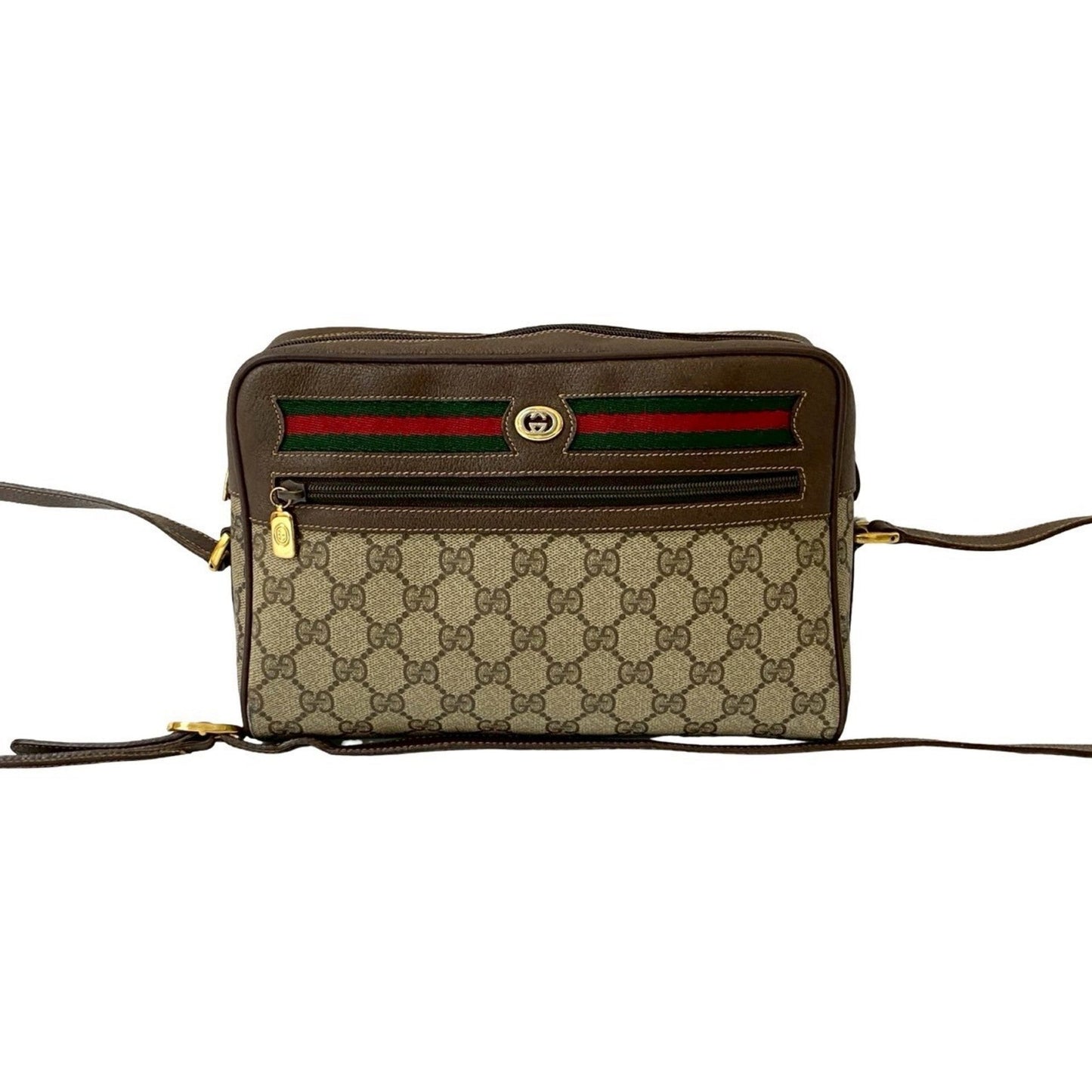 Gucci Brown Green Red Color Leather Pvc Pochette Shoulder Bag