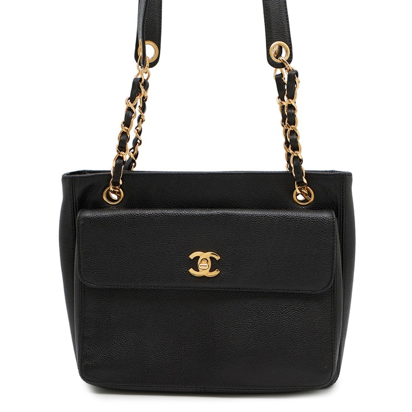 Chanel Black Grained Calfskin Tote Bag