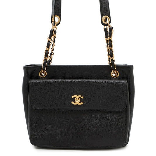 Chanel Black Grained Calfskin Tote Bag