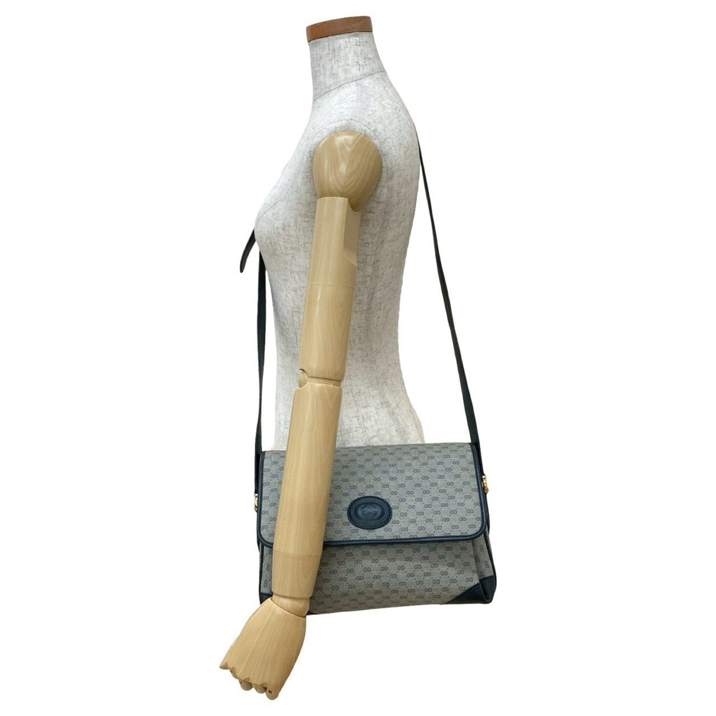 Gucci Navy Leather Pvc Pochette Shoulder Bag