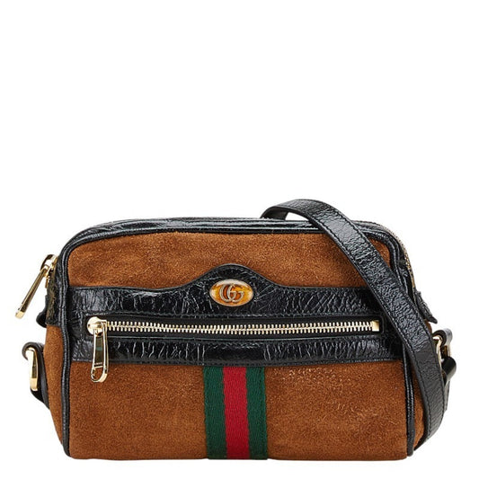 Gucci Black Brown Suede Leather Shoulder Bag