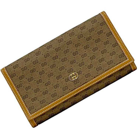 Gucci Beige Camel Pvc Leather Long Wallet (Bi-Fold)