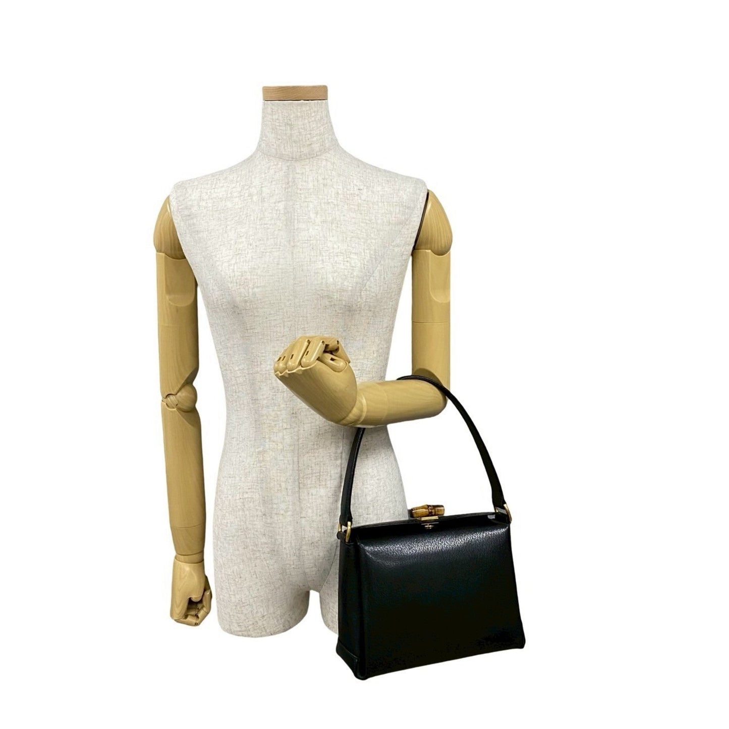 Gucci Black Leather Handbag Tote Bag