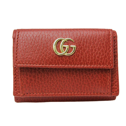 Gucci Red Color Leather Wallet (Tri-Fold)