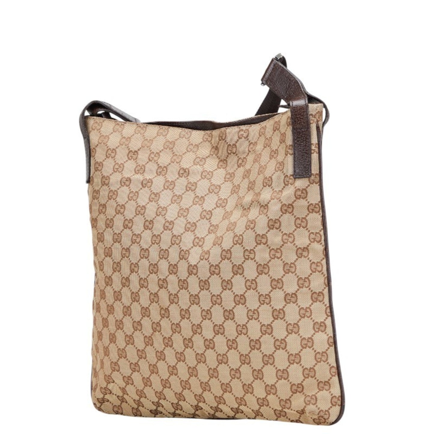 Gucci Beige Brown Canvas Leather Shoulder Bag