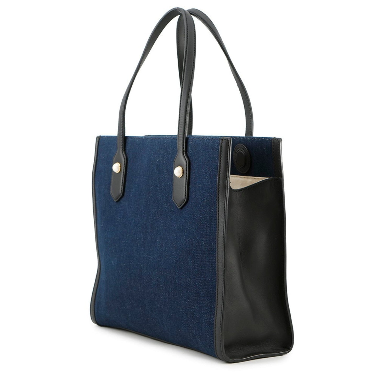 Gucci Navy Black Canvas Leather Tote Bag