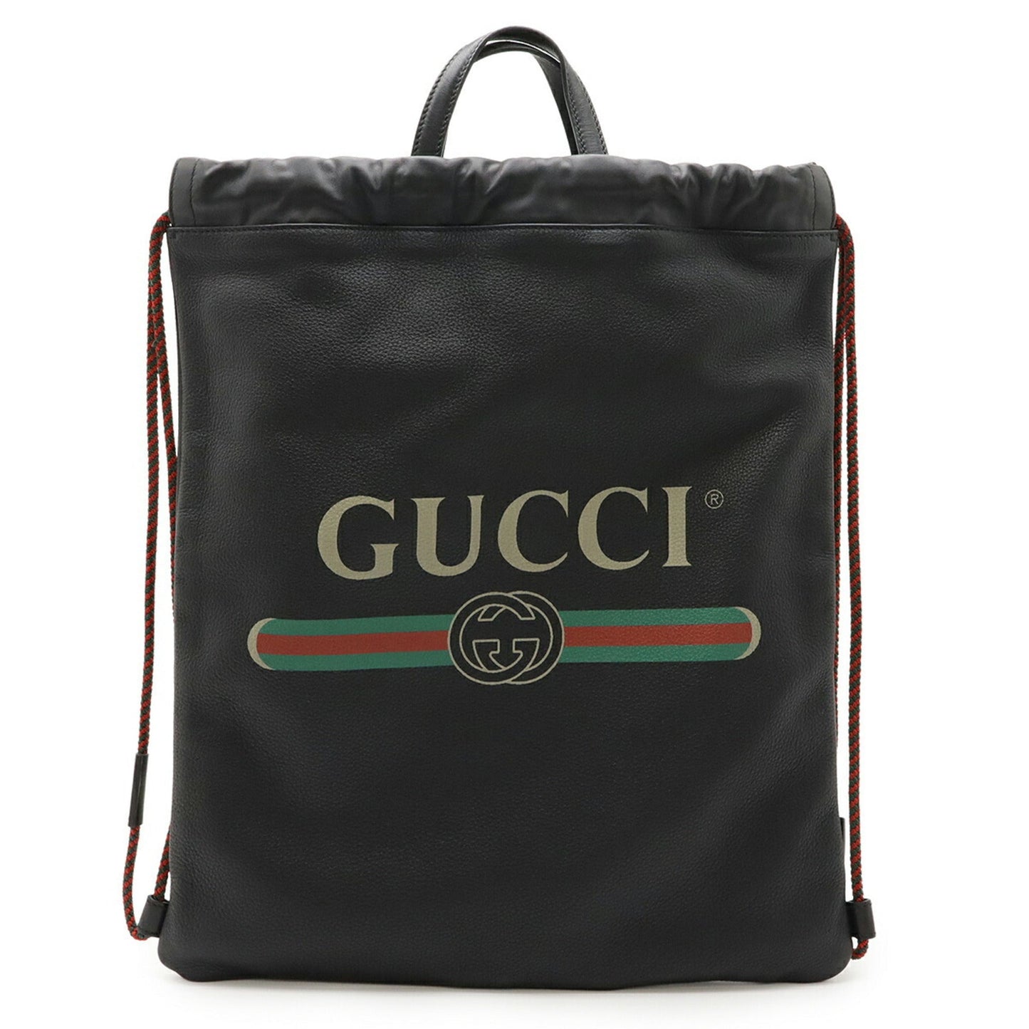 Gucci Black Green Red Color Leather Backpack