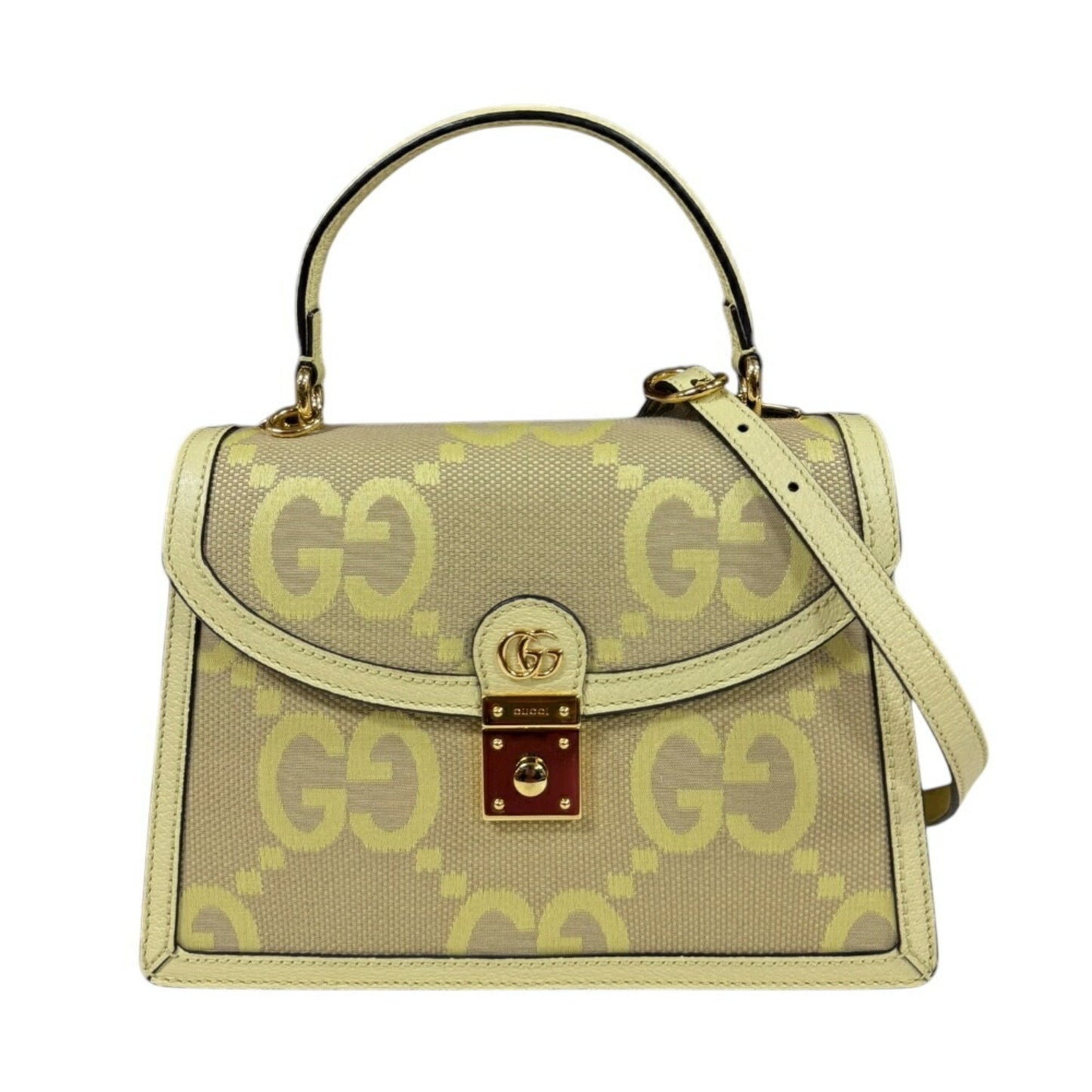 Gucci Yellow Canvas Leather Handbag Shoulder Bag