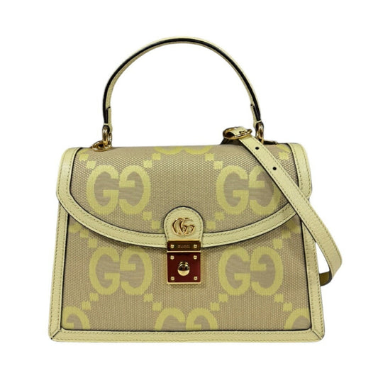 Gucci Yellow Canvas Leather Handbag Shoulder Bag