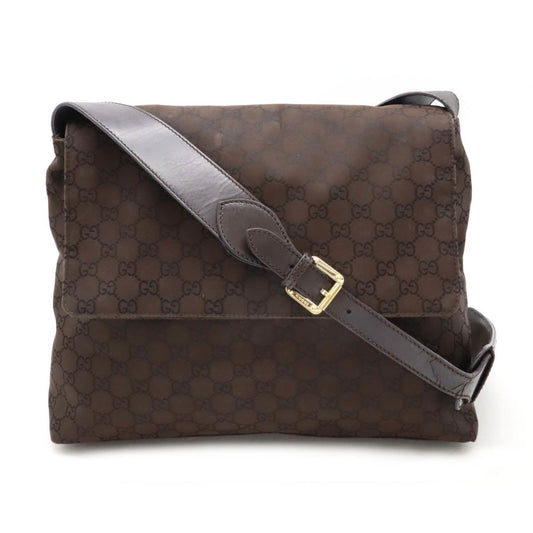 Gucci Dark Brown Nylon Leather Shoulder Bag
